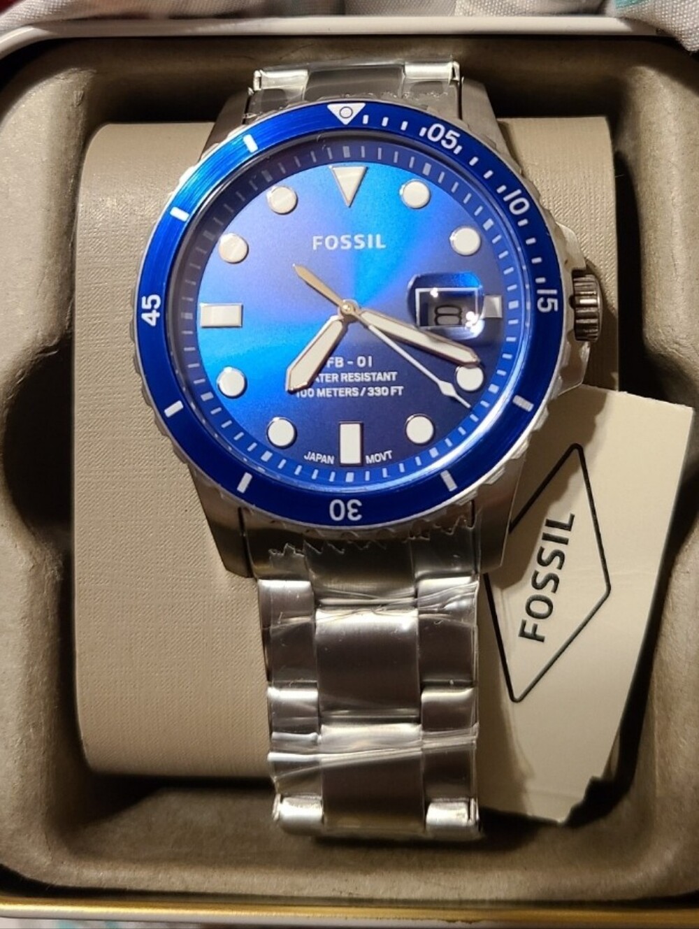 Fossil* Blue Stainless Steel Dive Watch. Mens Water Resistant - Picture 2 of 16